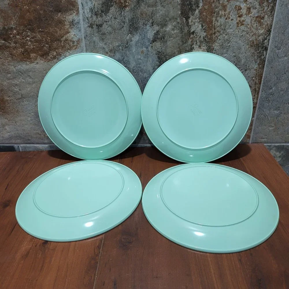 VTG Somerset Made in Boonton 6103 Green Plate Dogwood Flowers on a Branch Set o